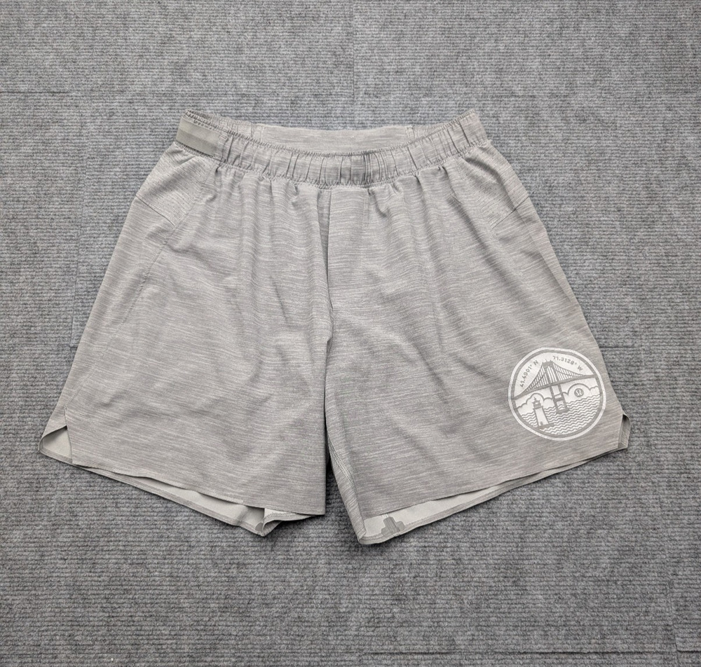 Lululemon Surge Short Mens Medium Lined Gray Athletic Run Golden Gate Bridge
